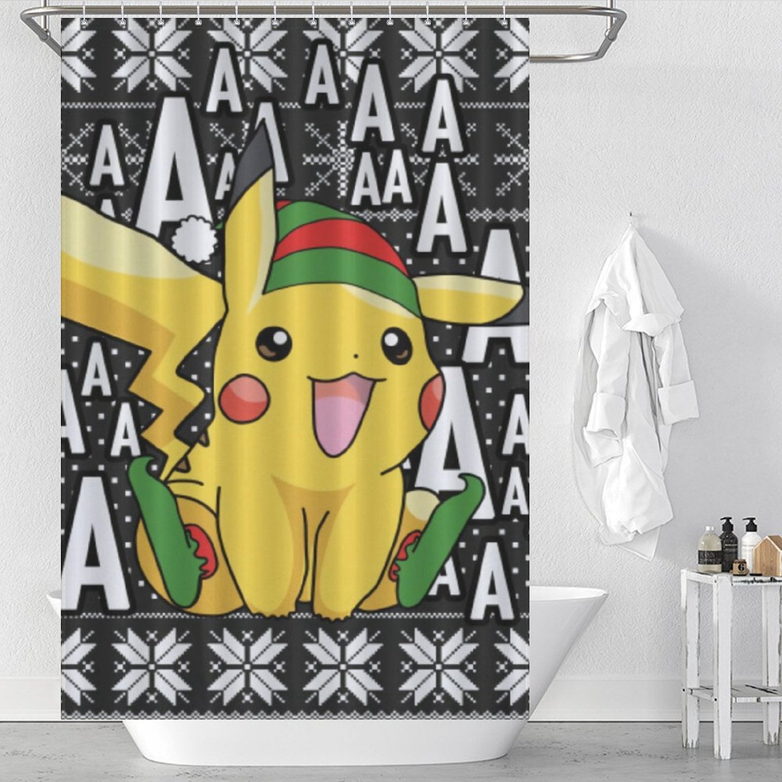 Christmas Pikachu,Pokemon Shower Curtain,Polyester Shower Curtain,Water ...