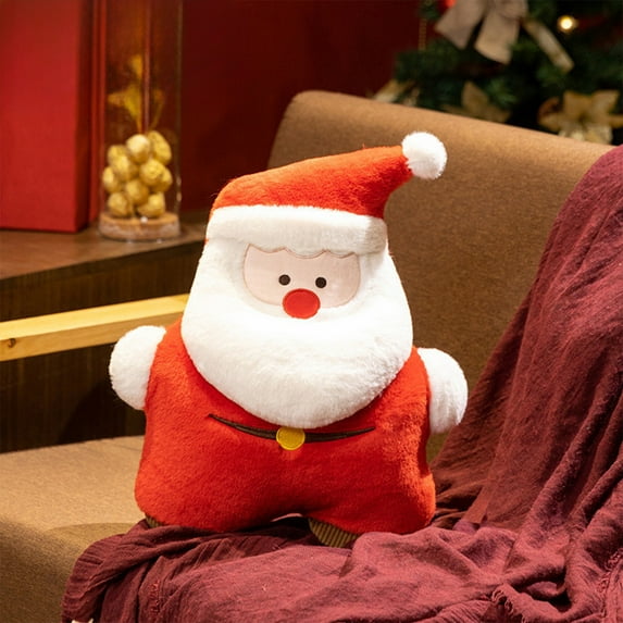 Christmas Pillow, Christmas Decoration, Furry Christmas Tree Santa Snowman Reindeer Pillow Sofa Cushion, Cute Holiday Decorative Cushion for Living Room Bed Sofa, 40cm 45cm Size