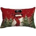 Christmas Pillow Cover 12X20 Colorlife Snowman Tree Snowflake Lumbar