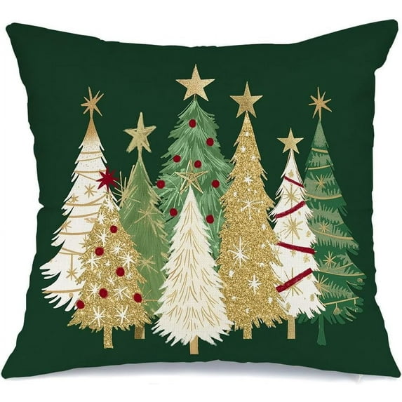 Christmas Pillow Cover 12X20 Inch Watercolor Christmas Tree Stars Decoration Holiday Farmhouse Winter Pillow Case for Sofa Couch Decor（Red） AA231-12-N