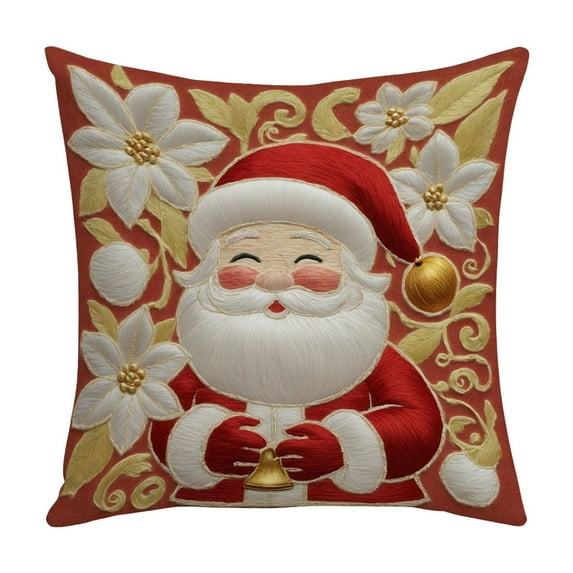 Christmas Pillow Cover 17.72X17.72in, Merry Christmas Gold Red Decorative Throw Pillows Cover Soft Short Plush Christmas Decorations for Farmhouse Home Decor, Sofa Decoration
