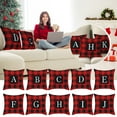 thumbnail image 1 of Christmas Pillow Cover, 18"x18" Initial Last Name Red Buffalo Plaid Christmas Lumbar Throw Pillows Decorative Pillowcases for Indoor Outdoor Xmas Home Decor for Sofa Bed Car Chair, 1 of 3