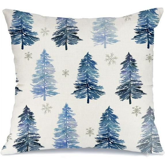 Christmas Pillow Cover 18X18 Inch Christmas Tree Snowflake Decoration Holiday Farmhouse Winter Pillow Case Decor for Home Sofa Couch (Green) AA223-18