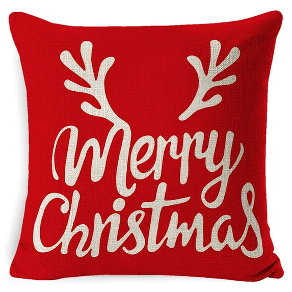 Christmas Pillow Cover 18X18 Inch Hand-Painted Elk Design, Linen Material Soft Skin-Friendly, Home Sofa Decorative Cushion Cover For Xmas Decoration Gift