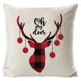 thumbnail image 1 of Christmas Pillow Cover 18X18 Inch Hand-Painted Elk Design, Linen Material Soft Skin-Friendly, Home Sofa Decorative Cushion Cover For Xmas Decoration Gift, 1 of 3
