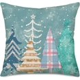 thumbnail image 1 of Christmas Pillow Cover 18x18 Inch Blue White Christmas Tree Stars Decoration Holiday Farmhouse Winter Pillow Case Snowflake Decor Cushion Cover for Home Sofa Couch, 1 of 6