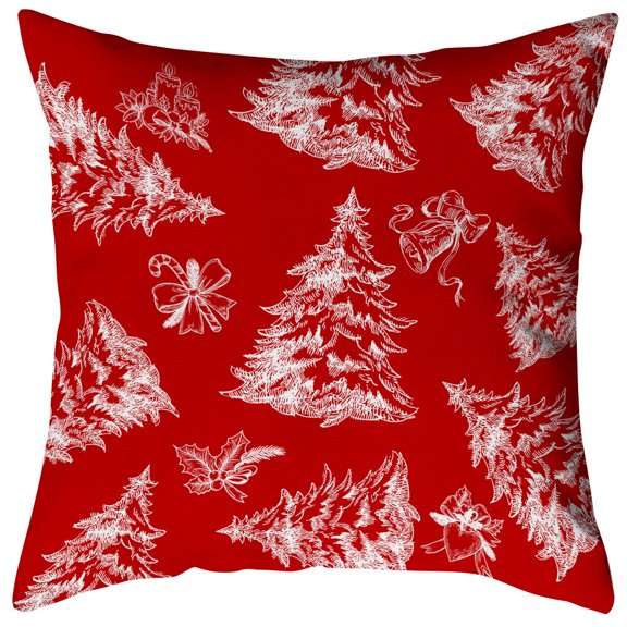 Christmas Pillow Cover 18x18 Inch – Snowflake & Tree Print Cushion Cover for Sofa or Bed, Festive Decorative Throw Pillowcase with Hidden Zipper, Polyester Linen, No Insert Included
