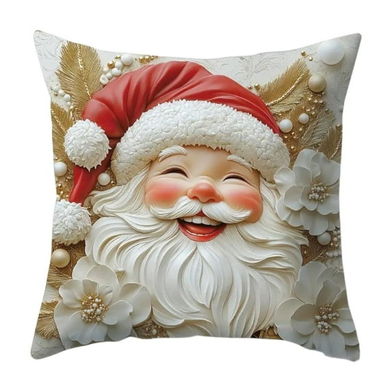 Christmas Pillow Cover – 18x18 in Linen-Style Holiday Cushion Case for Sofa or Home Decor, Washable Polyester Material