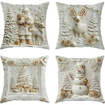 Christmas Pillow Cover, 18x18 inch Christmas Cushion Covers, 4PCS ChristmasThemed Cushion Covers, Single Side Printing, for Sofa Couch Living Room Home Decor