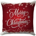 thumbnail image 1 of Christmas Pillow Cover 18x18 \u2013 Red and White Merry Christmas Throw Pillow Case with Snowflake Border \u2013 Classic Holiday Cushion for Sofa, Couch or Office Decor, 1 of 6