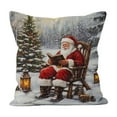thumbnail image 1 of Christmas Pillow Cover 18x18in – Holiday Linen Throw Pillow Case for Sofa, Bed, Home Décor, Washable Polyester Cushion Cover, Festive Gift, 1 of 5