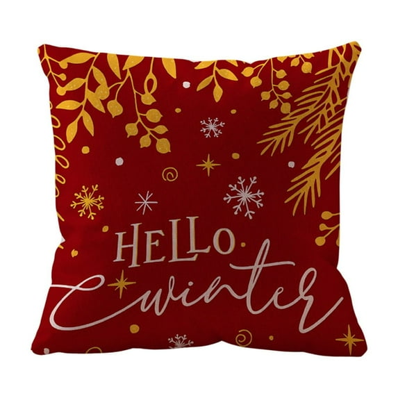 Christmas Pillow Cover 18x18in – Washable Linen Cushion Cover for Sofa or Bed, Polyester Throw Pillow Case for Holiday Home Decoration