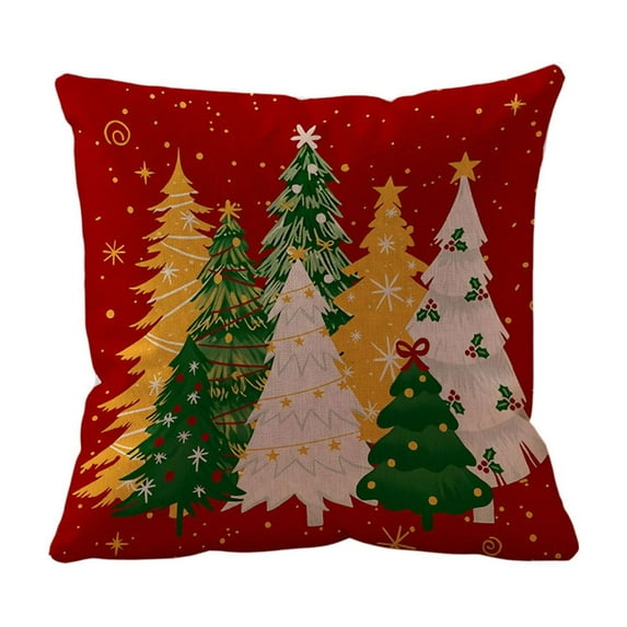 Christmas Pillow Cover 18x18in – Washable Linen Cushion Cover for Sofa or Bed, Polyester Throw Pillow Case for Holiday Home Decoration