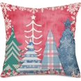 thumbnail image 1 of Christmas Pillow Cover 20 x 20 Inch Pink White Christmas Tree Stars Decoration Holiday Farmhouse Winter Pillow Case Snowflake Decor Cushion Cover for Home Sofa Couch, 1 of 6