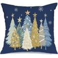 thumbnail image 1 of Christmas Pillow Cover 20X20 Inch Watercolor Christmas Tree Stars Decoration Holiday Farmhouse Winter Pillow Case for Sofa Couch Decor（Blue） AA608-20, 1 of 6