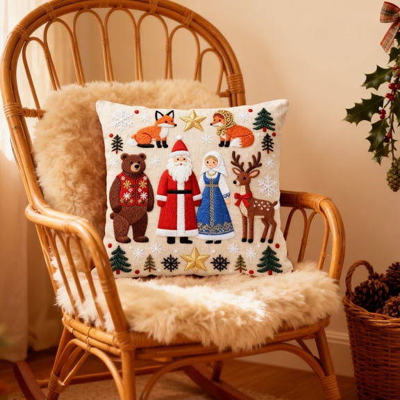 Christmas Pillow Cover under $5! Bzdzmqm Snowflake Deer Print Linen Pillow Cover 18x18 Inch, Winter Animal Theme Christmas Decor Pillow Case, Cozy Holiday Accent Pillow For Living Room Bedroom Sofa,