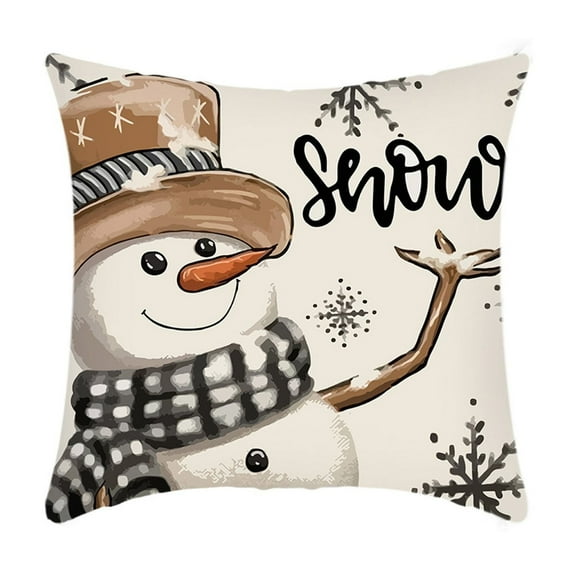 Christmas Pillow Cover Christmas Snowman Short Linen Printed House Decoration Pillow Pillow