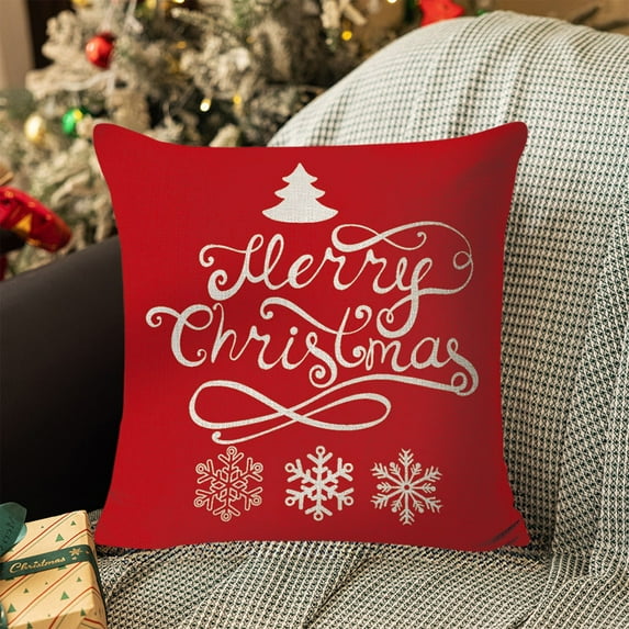 Christmas Pillow Cover Cushion Case - Reusable Festive Holiday Throw Cover Winter Decor Pillowcase, Washable Decorative Christmas Print Pillow Cover for Apartment Office Chair Living Room