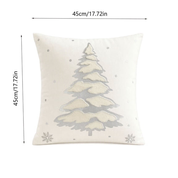 Christmas Pillow Cover Gilded Tree Print Silver 45x45cm (17.7x17.7 in) Throw Cushion Case Sofa Decor