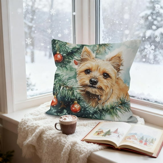 Christmas Pillow Cover, Holiday Decorative Pillow Case for Sofa Couch Living Room, Festive Polyester Throw Cover for Home Decor(J)