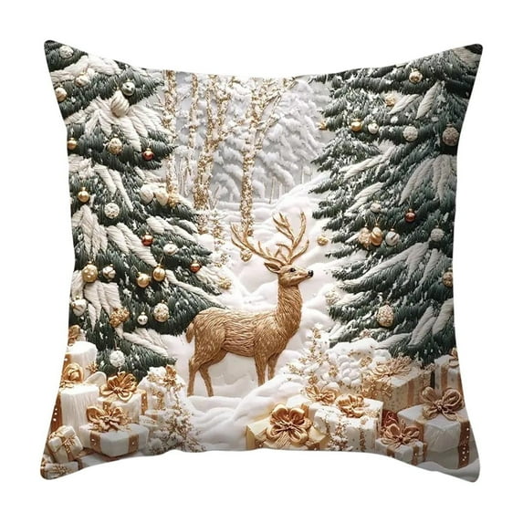 Christmas Pillow Cover, Holiday Themed Cushion Case for Sofa Living Room Bedroom Decor Seasonal Home Accent(E)