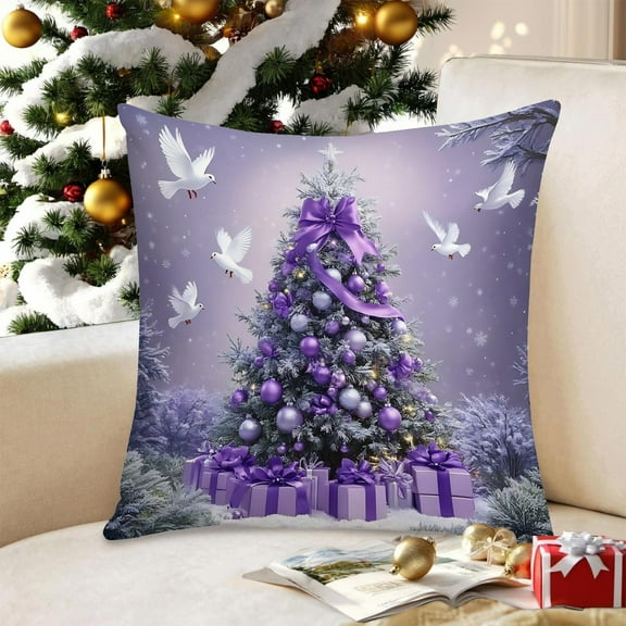 Christmas Pillow Cover For Indoor And Outdoor Decor, Festive Holiday Cushion Case With Invisible Zipper, Durable Polyester Throw Pillow Cover For Sofa, Couch, Bed And Home Decor
