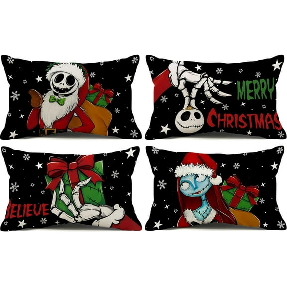 Christmas Pillow Cover Nightmare Before Pillow Case Decor Jack and Sally Christmas Decorations for Home Party Sofa Bedroom