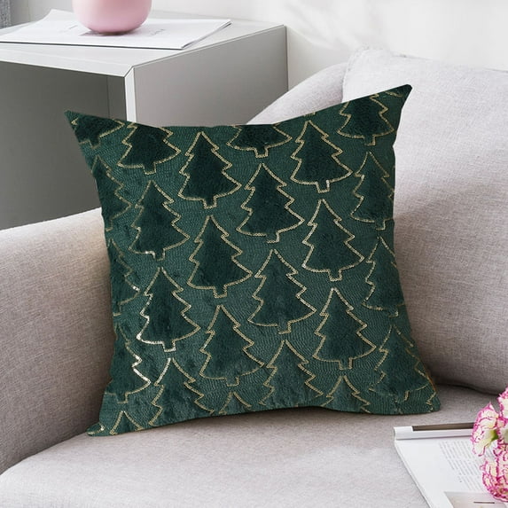 Christmas Pillow Cover - Red Green White Christmas Tree Pattern Pillow Cushion Cases for Christmas Winter Holiday Decorations Throw Pillow Covers for Couch Sofa Home Farmhouse