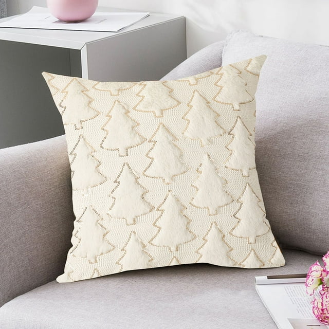 Christmas Pillow Cover Red Green White Christmas Tree Pattern Pillow