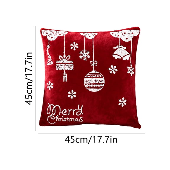 Christmas Pillow Cover Red Holiday Pattern 17.7 Inch Cushion Case Decorative Holiday Sofa Couch Bed Xmas Accent