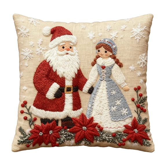Christmas Pillow Cover with Seasonal s, 45x45cm Decorative Pillow Case with Hidden Zipper, Soft Fabric Holiday for Living Room and Bedroom Seasonal Decorating