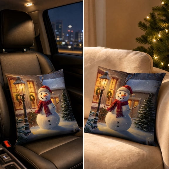 Christmas Pillow Cover Snowman Print 4 Styles Car Seat Living Room Sofa Bedroom Headboard Cushion Cover Holiday Decor