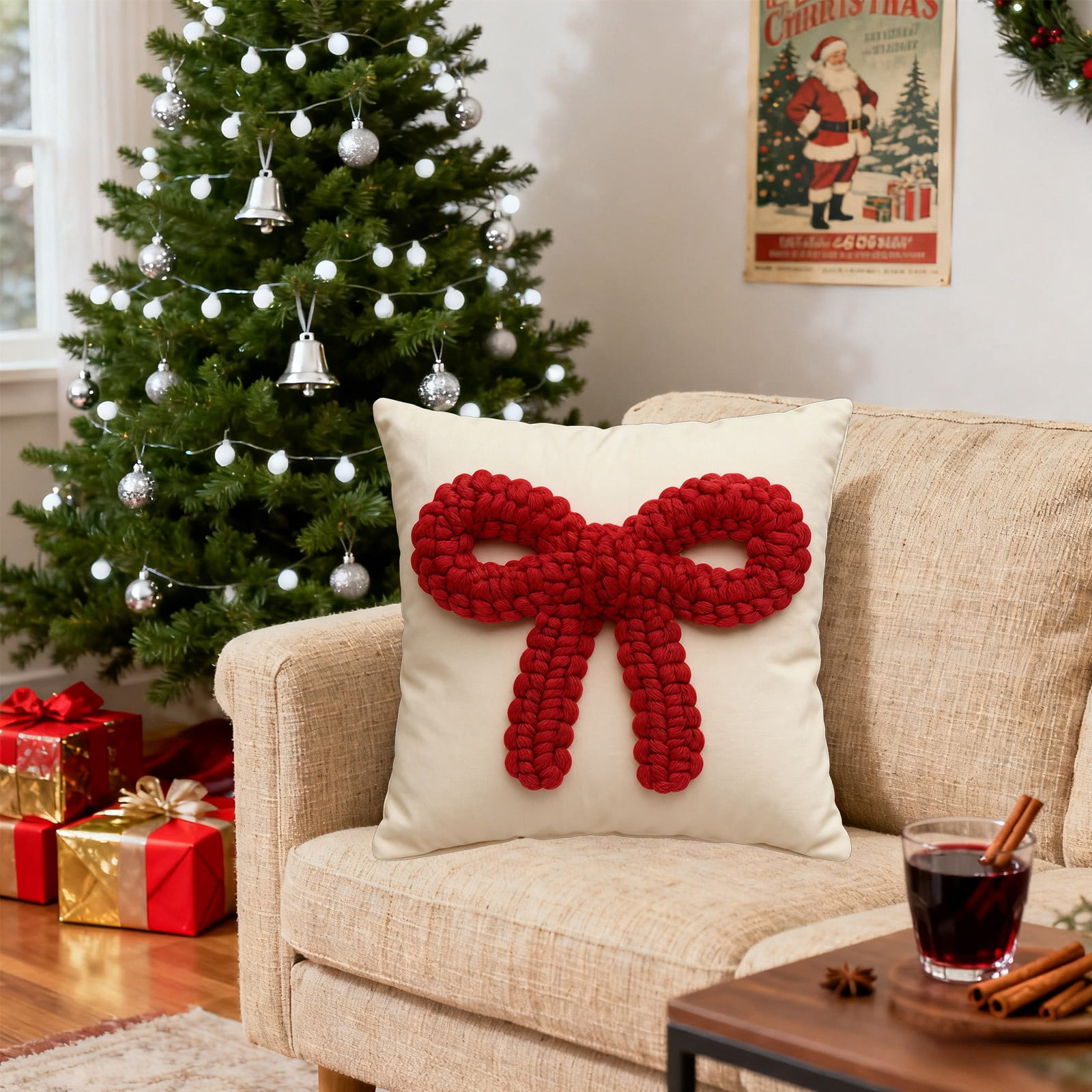 Christmas Pillow Cover - Soft Fabric Decorative Pillow Case with Hidden