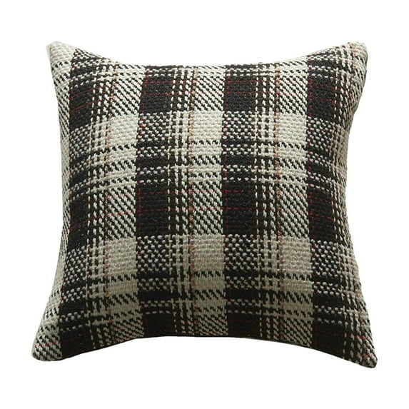 Christmas Pillow Cover, Woolen Plaid Cushion Cover, Soft Breathable Polyester Fabric Pillowcase, 50x50cm Home Decorative Cushion Case, Washable Durable Holiday Throw Pillow Slipcover