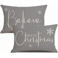 thumbnail image 1 of Christmas Pillow Covers 12 x 20 Inch Set of 2 Merry Christmas Believe Gray Throw Pillow Covers Winter Xmas Winter Holiday Decorative Cushion Cases for Sofa Couch, 1 of 6