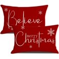 thumbnail image 1 of Christmas Pillow Covers 12 x 20 Inch Set of 2 Merry Christmas Believe White Throw Pillow Covers Winter Xmas Winter Holiday Decorative Cushion Cases for Sofa Couch, 1 of 6