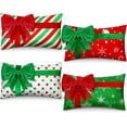 thumbnail image 1 of Christmas Pillow Covers 12 x 20 Inch Set of 4 Farmhouse Xmas Throw Pillow Cases Gift Box Style Red Green White Snowflake Bow Decoration for Couch Holiday Sofa Cushion Decor, 1 of 4