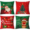 thumbnail image 1 of Christmas Pillow Covers 12x12 Set of 4 Red Green Xmas Decorative Throw Pillows Christmas Tree Deer Santa Pillow Cases Home Outdoor Sofa Couch Cushion Covers for Christmas Decorations (12 by 12), 1 of 5
