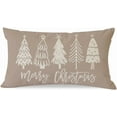 thumbnail image 1 of Christmas Pillow Covers 12x20 Inch Beige Neutral Merry Christmas Tree Decor Outdoor Xmas Winter Holiday Decorative Lumbar Throw Pillow Case Home Decorations for Living Room Bedroom Sofa Couch, 1 of 6