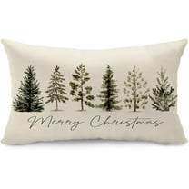 Christmas Pillow Covers 12x20 Inch Christmas Tree Rustic Style Nature Forest Decorative White Throw Pillows Winter Christmas Decor for Home Couch YZT-086A12