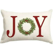 Christmas Pillow Covers 12x20 Inch,Joy Christmas Decorations Pillows Decorative Throw Pillow Cases,Wreath Xmas Lumbar Cushion Covers for Winter Holiday Couch Green(23)
