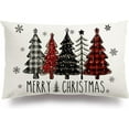 thumbnail image 1 of Christmas Pillow Covers 12x20 Inch Merry Christmas Red Black Buffalo Plaid Christmas Trees Decorative Throw Pillow Cover Christmas Decorations Winter Holiday Decor Cushion Case for Home Couch, 1 of 6