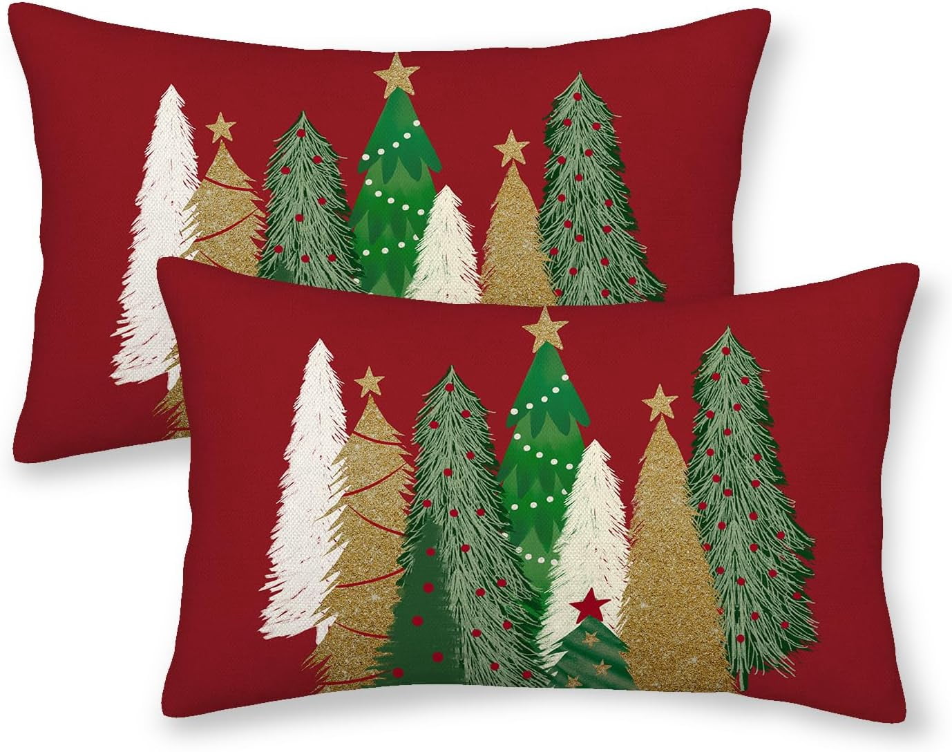 Christmas Pillow Covers 12x20 Inch Set of 2 Colorful Christmas Tree ...