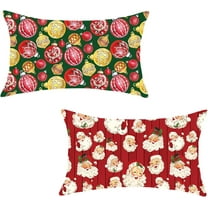 Christmas Pillow Covers 12x20 Inch Set of 2 Red Santa Claus Bells Decorative Pillows Farmhouse Red Green Xmax Winter Seasonal Cushion Cases for Sofa Couch Home Decor