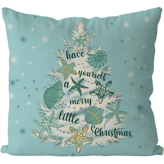 Christmas Pillow Covers 12x20 Inch Shell Starfish Throw Pillow Covers Farmhouse Xmas Winter Blue Pillowcase Home Decor Living Room House Decorative Cushion Case for Sofa Couch