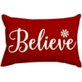thumbnail image 1 of Christmas Pillow Covers 12x20,Red Believe Christmas Lumbar Pillows Decorative Throw Pillow Cases,Outdoor Xmas Decorations Cushion Covers for Couch Home Winter Holiday (18, 1 of 6