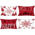 thumbnail image 1 of Christmas Pillow Covers 12x20 Set of 4 Farmhouse Christmas Decorations Happy Holidays Holly Jolly Snowflake Merry Christmas Decor Pillow Cover Cushion Case for Couch Sofa(Red), 1 of 6
