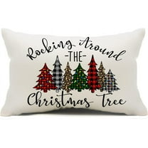 Christmas Pillow Covers 12x20 inch Christmas Tree Buffalo Porch Lumbar Pillow Covers Decor Farmhouse Outdoor Pillowcase for Couch Sofa