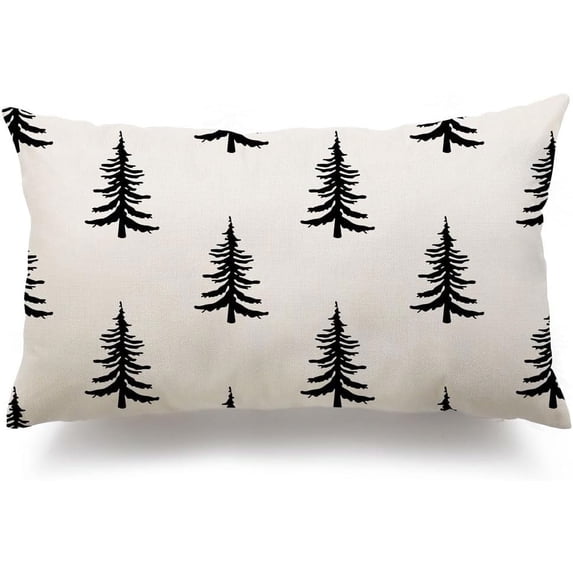 Christmas Pillow Covers 12x20 inch Christmas Tree Decorative White Throw Pillow Covers Winter Famliy Decoration for Home Couch 040