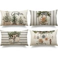 thumbnail image 1 of Christmas Pillow Covers 12x20 inch Set of 4 Christmas Tree Gloves Hello Winter Decorative Stripe Throw Pillow Covers Winter Farmhouse Decoration for Home Couch, 1 of 6